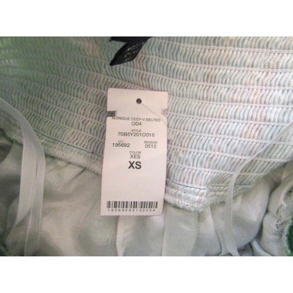 2B Bebe Monique Maxi Dress Belted Halter Top Lined Blue Green NWT Size XS - Picture 9 of 9